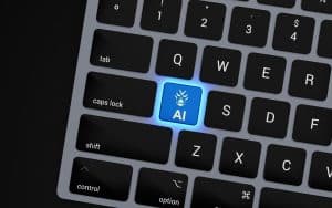 a-close-up-of-a-keyboard-with-a-blue-button